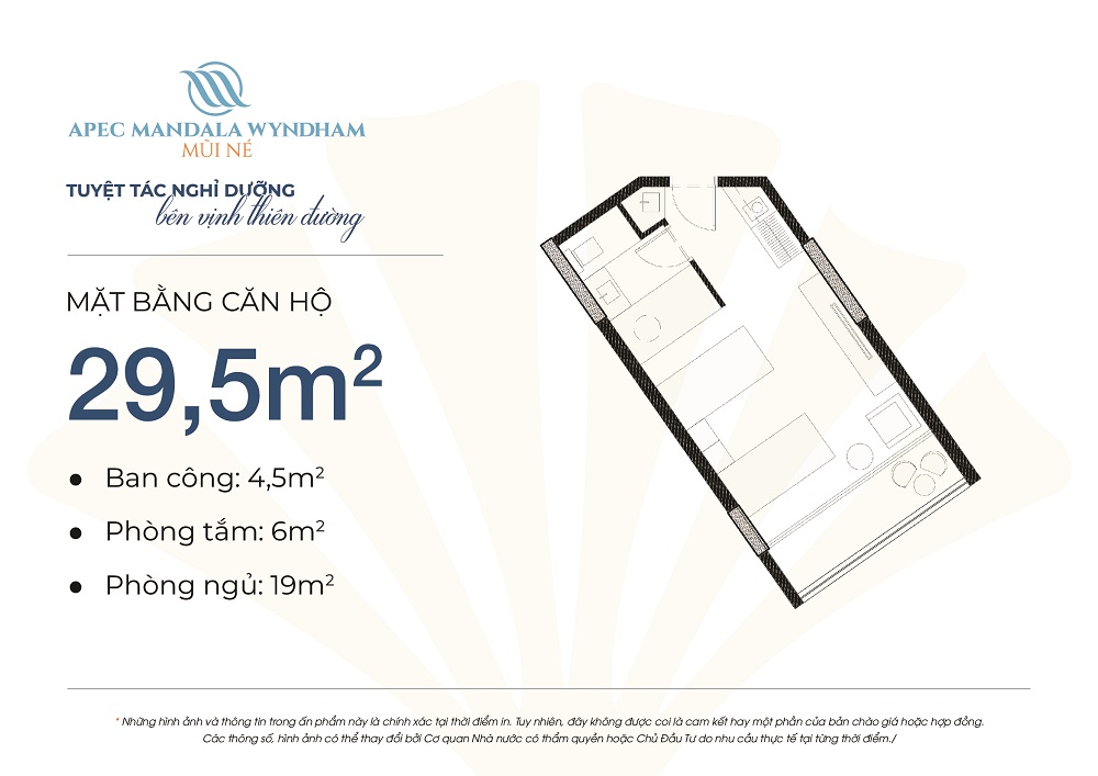 Thiết kế căn hộ Condotel Apec Mandala Wyndham Mũi Né diện tích 29,5m2