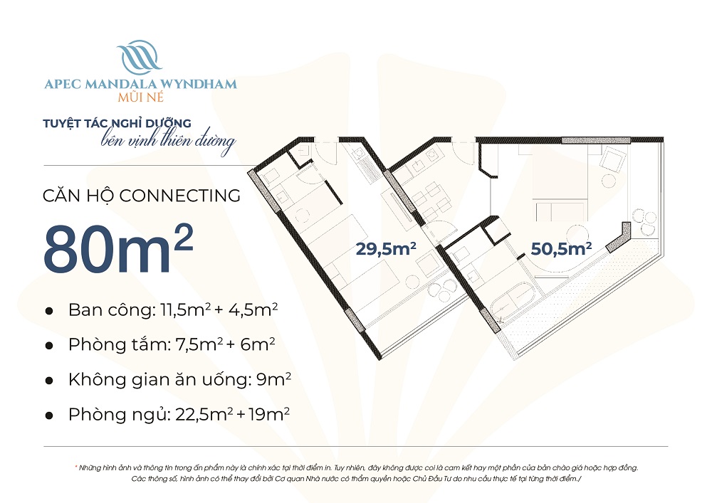 Thiết kế căn hộ Condotel Apec Mandala Wyndham Mũi Né diện tích 80m2 