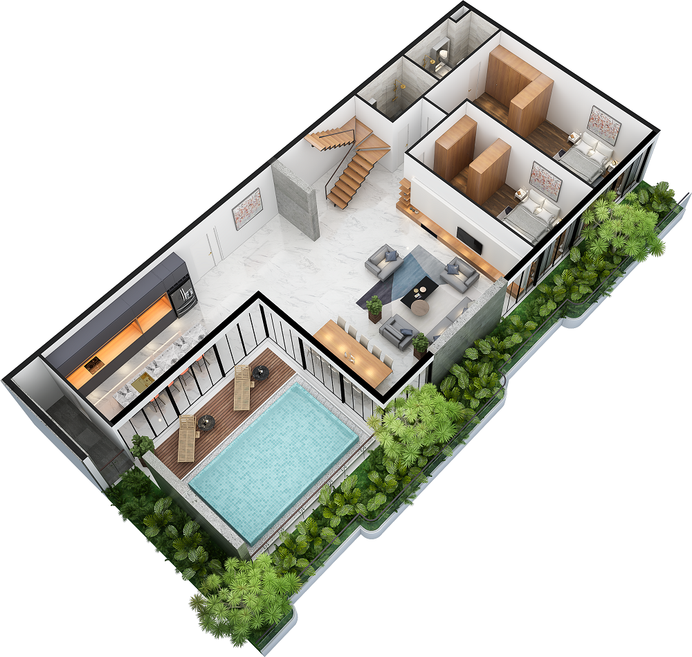 Thiết kế căn hộ duplex Horizon kết hợp hồ bơi và vườn treo 