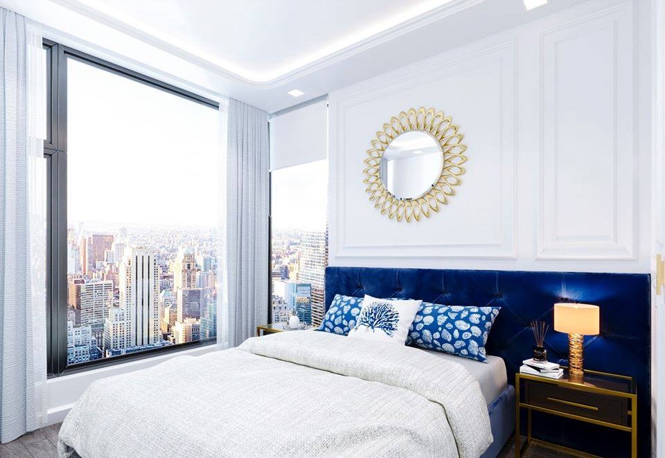 Thiết kế phòng ngủ căn hộ 2PN Kingdom 101 được tối giản để đem đến sự rộng rãi trong không gian