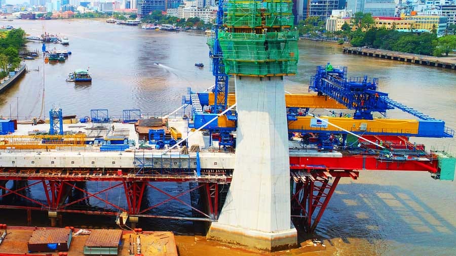Hình ảnh xây dựng cầu Thủ Thiêm 2 thời điểm tháng 5/2020
