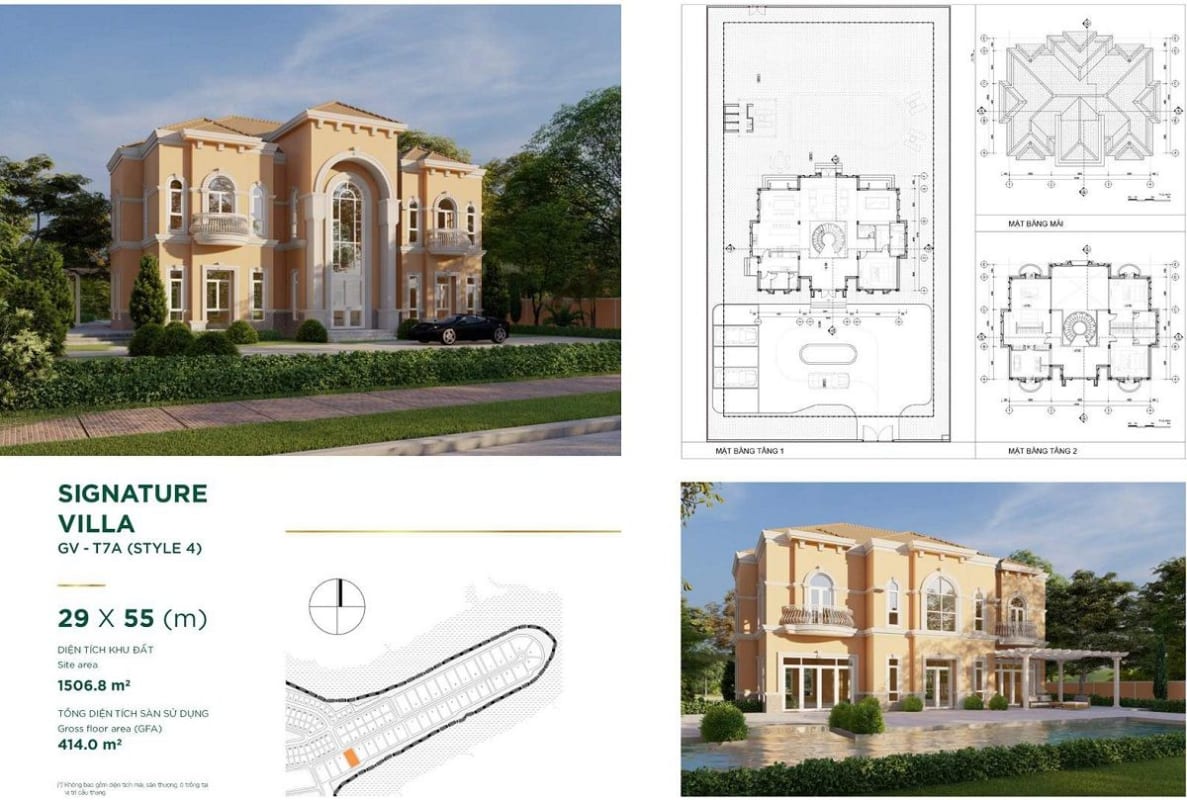Thiết kế dinh thự Aqua City – mẫu Signature Villa 4 – diện tích 29x55m